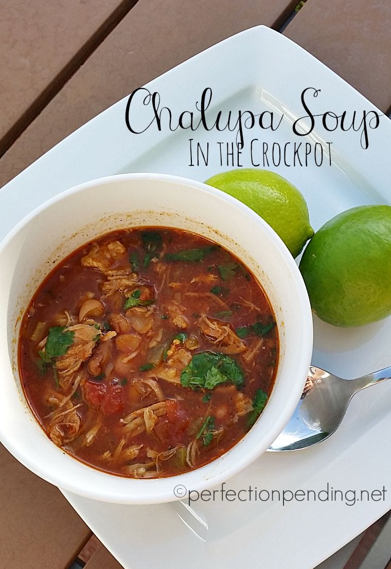 Slow Cooker Chalupa Soup. Seriously such a yummy and easy soup to cook with tons of cilantro!