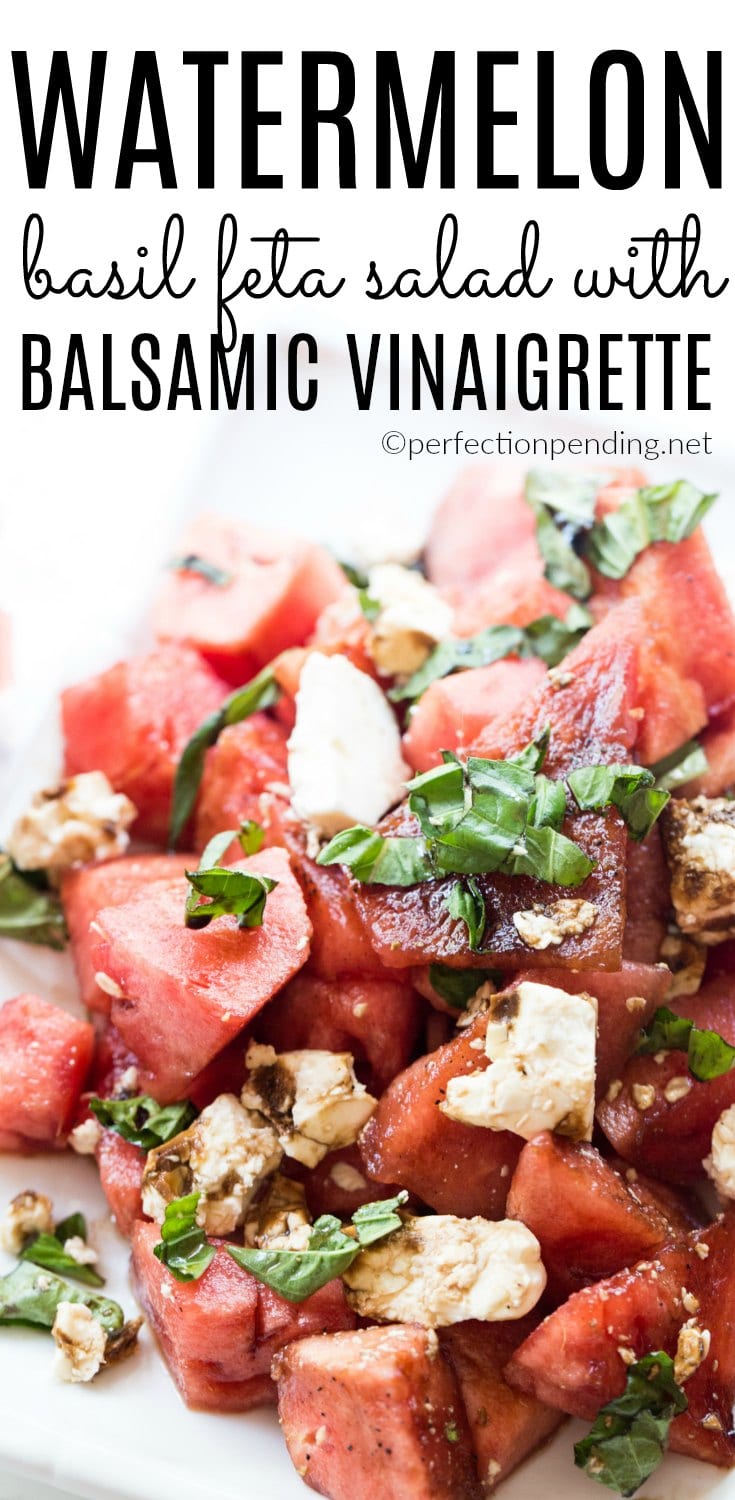 Easy Watermelon Feta Basil Salad with Balsamic Vinaigrette