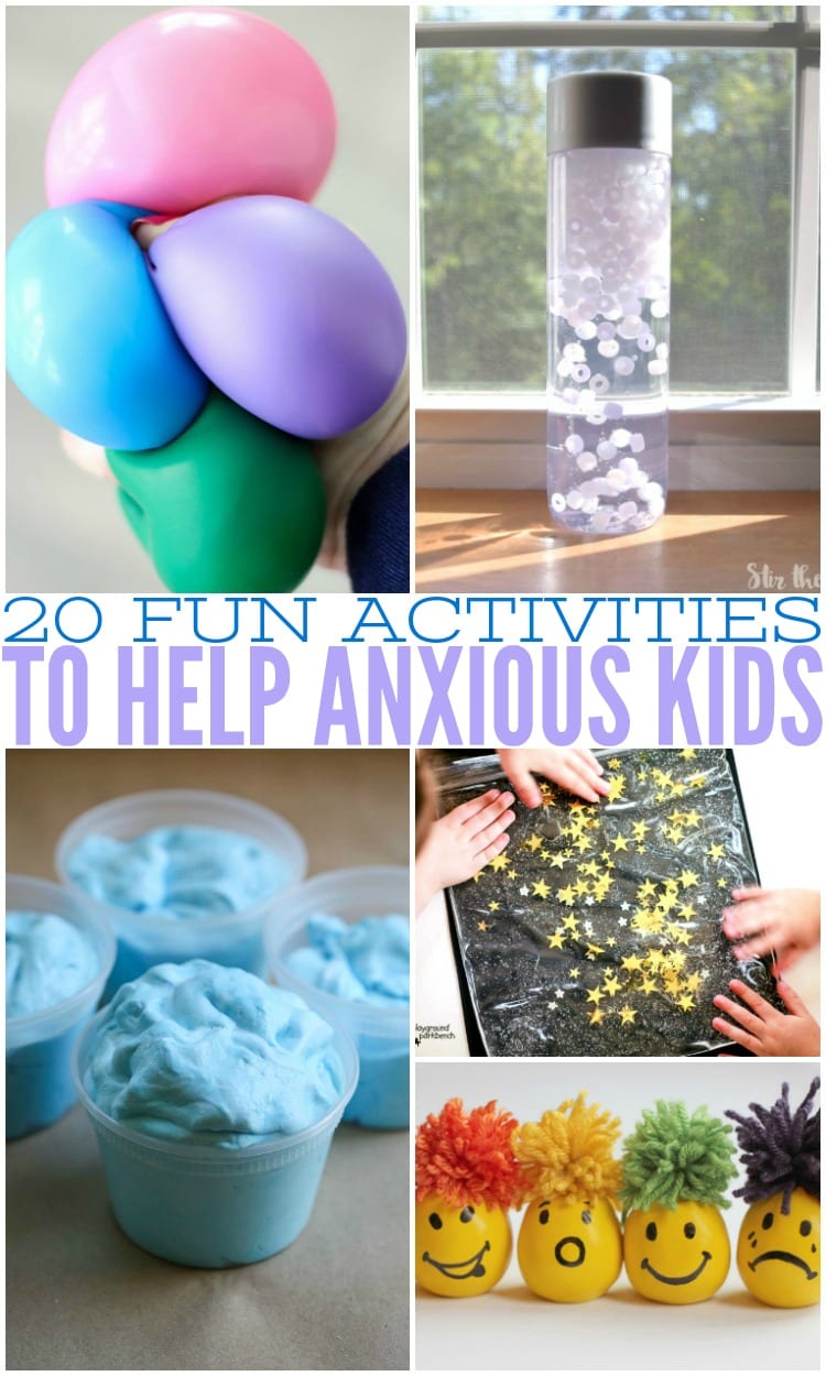 Kids often suffer with anxiety just like adults do. These kid activities to help the anxious kid in your life has tons of ideas like sensory play, and calm down strategies to help your child suffering from stress, anxiety, and anxiousness to overcome their struggles. These kid approved activities for the anxious kid are sure to be a help to your child that has anxiety. #anxiety #anxiouskids #kidswithanxiety #anxietyinkids #kidideas #stress #anxious #sensoryplay #kidactivities #activitiesforanxiety