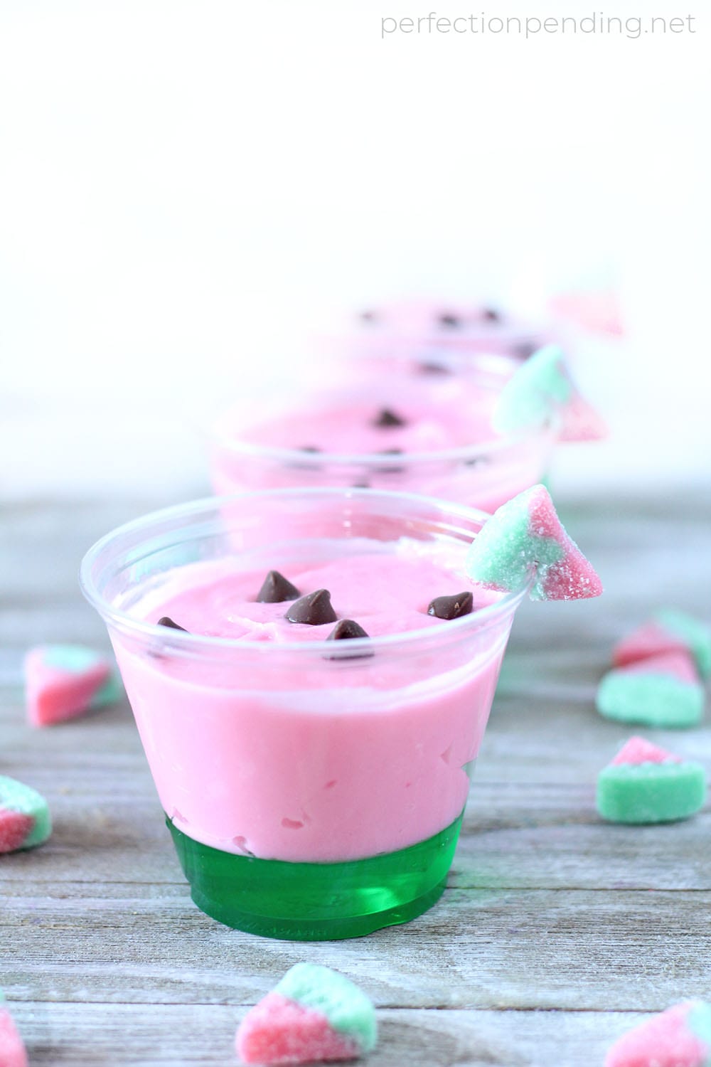 These watermelon pudding cups are the PERFECT summer treat just as the summer is coming to an end. They're sweet, fun, and so yummy! The kids will love them and so will the whole family. #watermeloncups #watermelon #summerdessert #cutesummertreat #summerideas #summertime