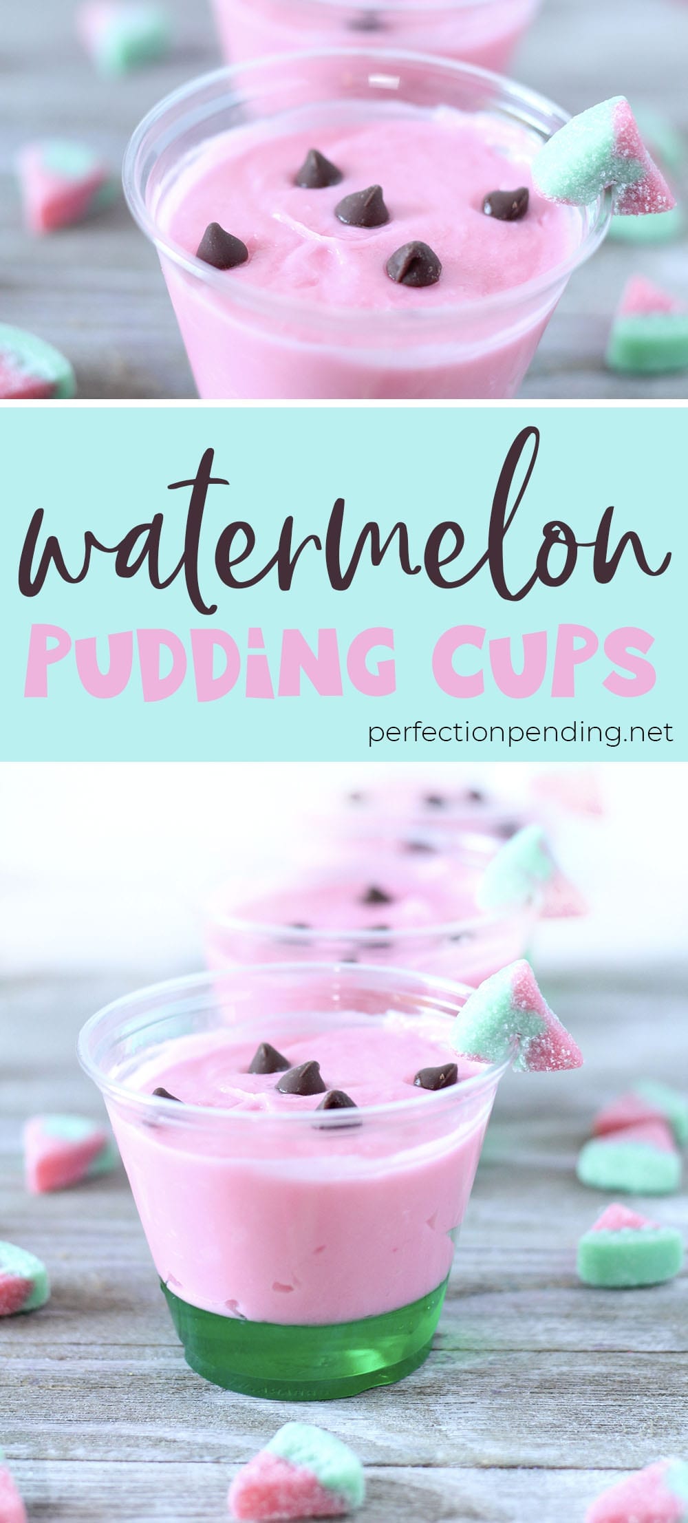 These watermelon pudding cups are the PERFECT summer treat just as the summer is coming to an end. They're sweet, fun, and so yummy! The kids will love them and so will the whole family. #watermeloncups #watermelon #summerdessert #cutesummertreat #summerideas #summertime