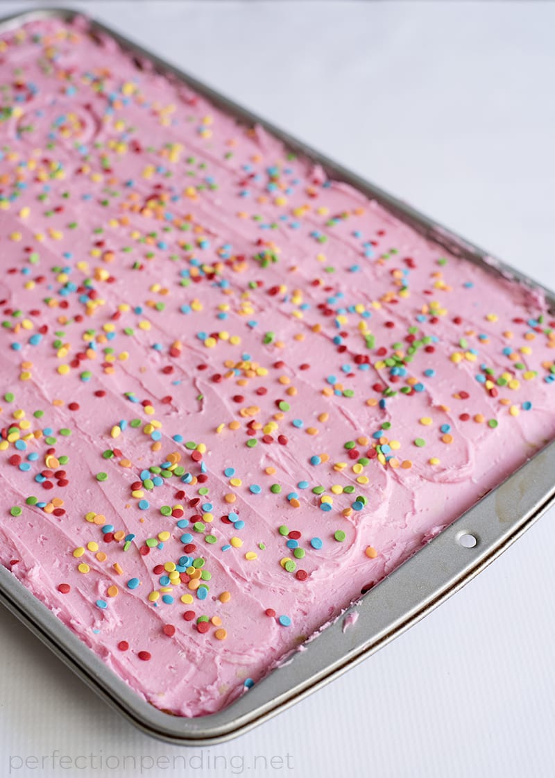 These frosted sugar cookie bars are THE BEST sugar cookie bars and an absolute must try! Between the sweet sugar cookie and the sweet fun frosting and sprinkles, these are such a delicious sweet treat! Not to mention they are some perfect soft and chewy cookie bars - my favorite type of cookie! Just scroll down below to find the full pan sugar cookie recipe!