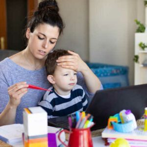 mom and sick child