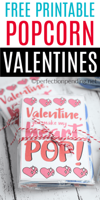 Make these You Make My Heart POP! Valentines Day Printable. It's the perfect Non-Candy Valentine Idea that can be paired with microwave popcorn, or popcorn boxes, or even with boom chicka pop bags. There are so many ways to use this Punny Popcorn Valentine Printable. #valentineprintable #popcornvalentine #noncandyvalentine #valentinesday