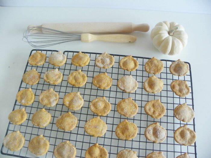 pumpkin dog treats on cooling rack