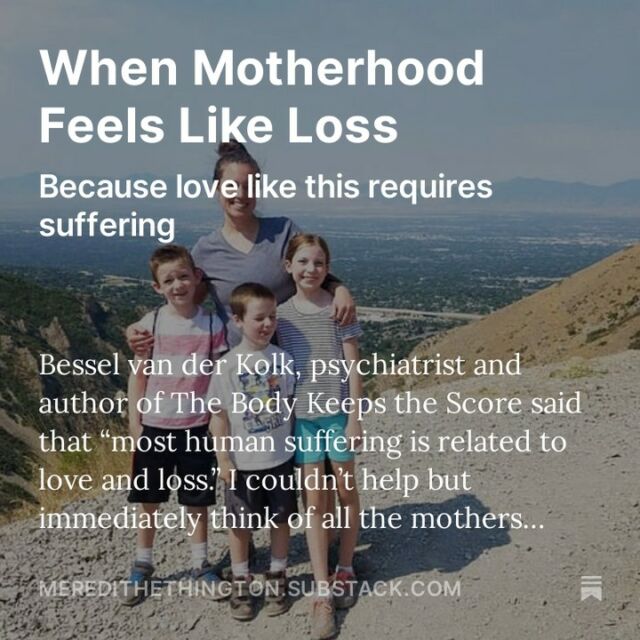 NEW POST ----> "This is not a post about loss of a loved one. Or loss of a child. Those things are real, and they’re heart wrenching. And, this post is certainly not to compare that loss with the one I’m going to talk about.

But, the loss of yourself in motherhood is real. And It’s not talked about enough." 

Do you feel like you lost yourself in motherhood? How? I really want to know. 

Psss - I am in grad school to become a therapist, and am not ashamed to ask that you subscribe to my paid substack. I just lowered the cost to $36/year! That's like $4/month and you'll have access to all my previous posts, and some new weekly short posts to give you ideas to help with balancing motherhood and your own mental health. I'm learning a lot in school, and will only continue to do so, so subscribe and we'll support each other. ❤️